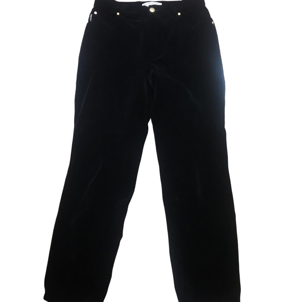 Escada Vintage Black Velvet Straight Leg Pants Luxury Old Money Aesthetic Size 6